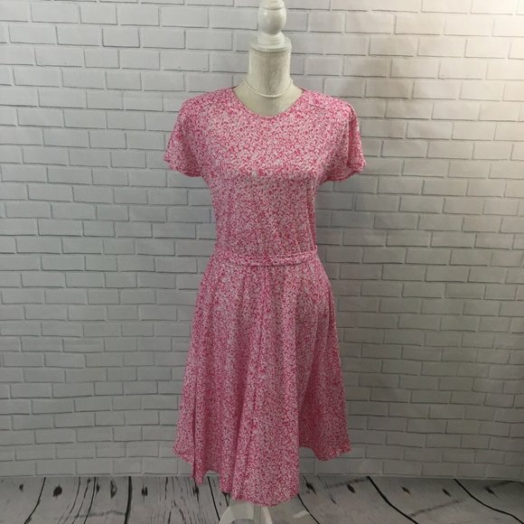 Darian Petites Women's Dress Fit & Flare Vintage Buttons Removable Sash Size 10P - Picture 1 of 7